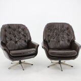 1970s Leatherette Swivel Lounge Chair