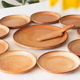 Handmade stoneware service signed Vallauris