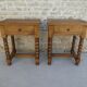 Pair of solid oak bedside tables with carved legs