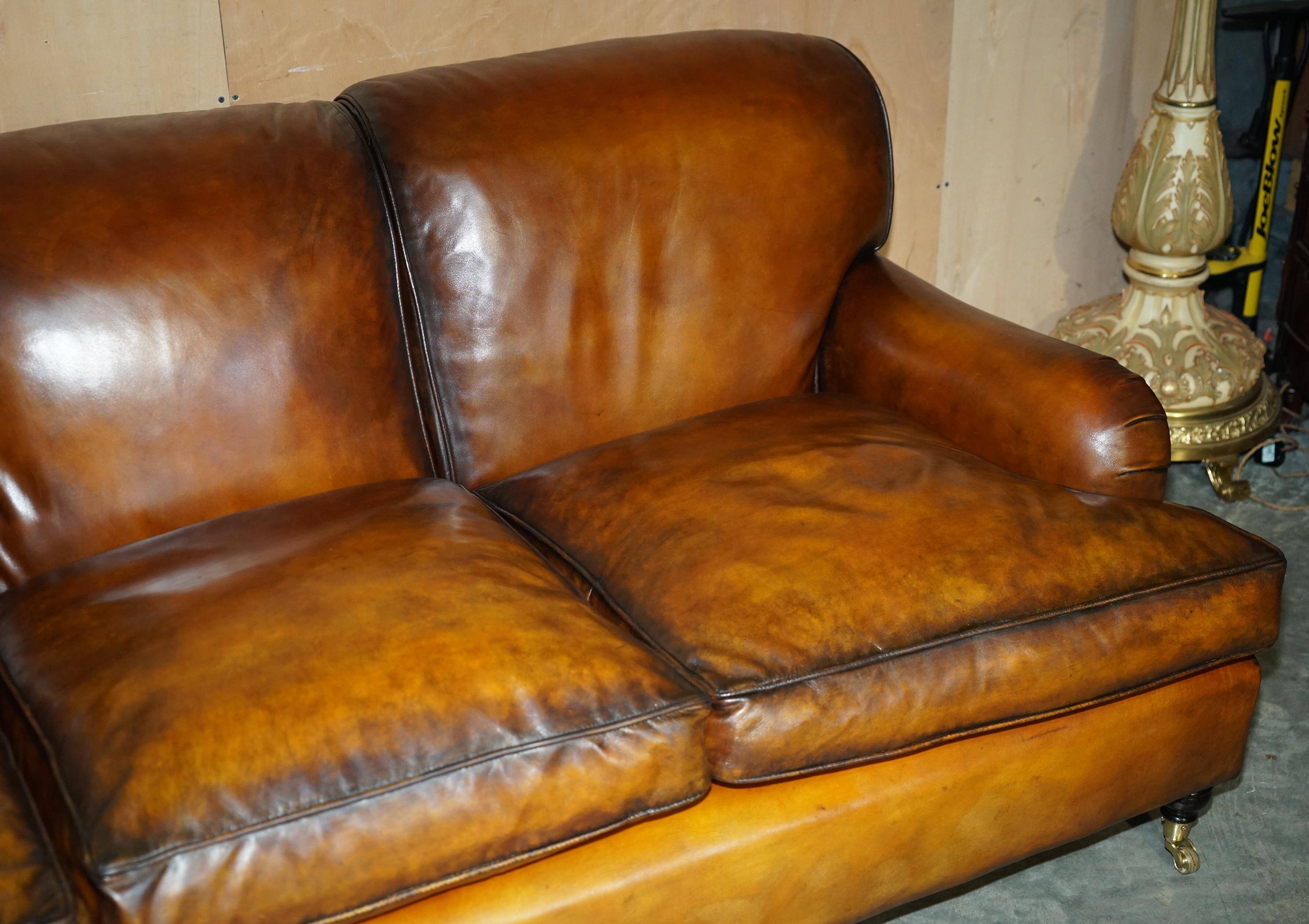 Restored leather Howard & Son canapé style, 204 cm