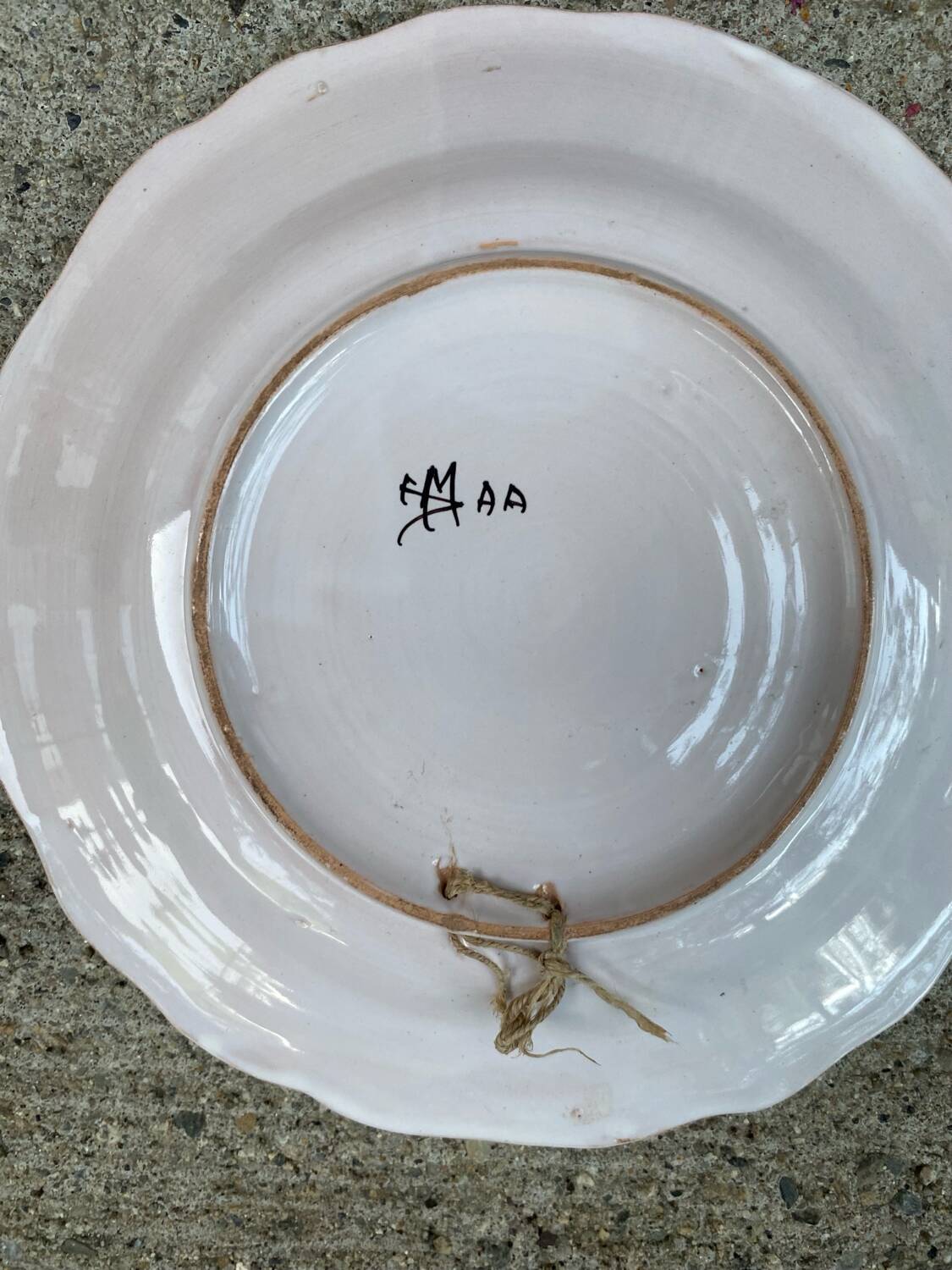 Old rare Moustiers plate, SM AA signature