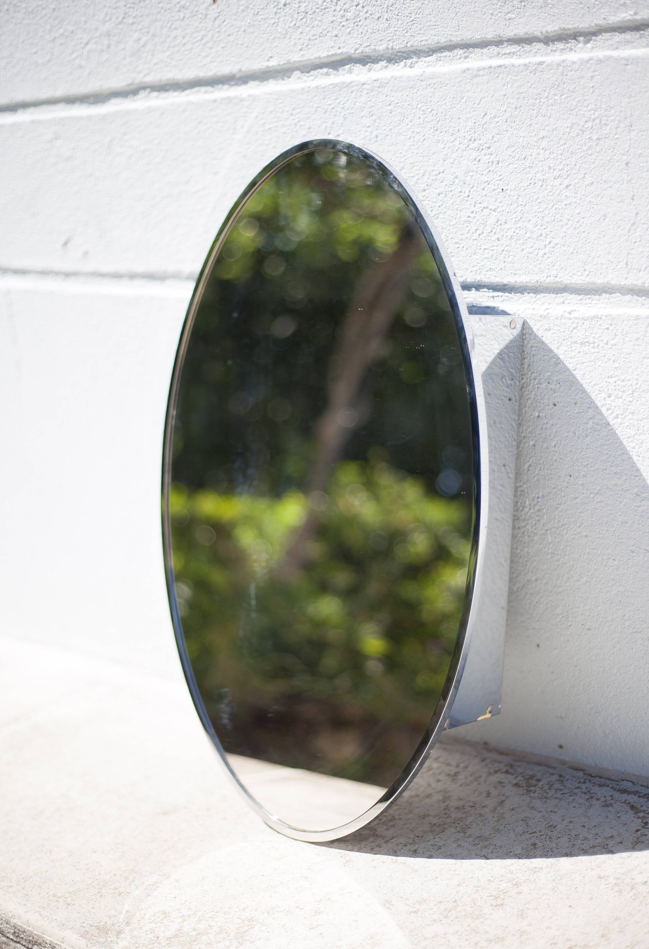 Vintage wall pharmacy, oval mirror cabinet, bathroom, 1 mirror door, shelves