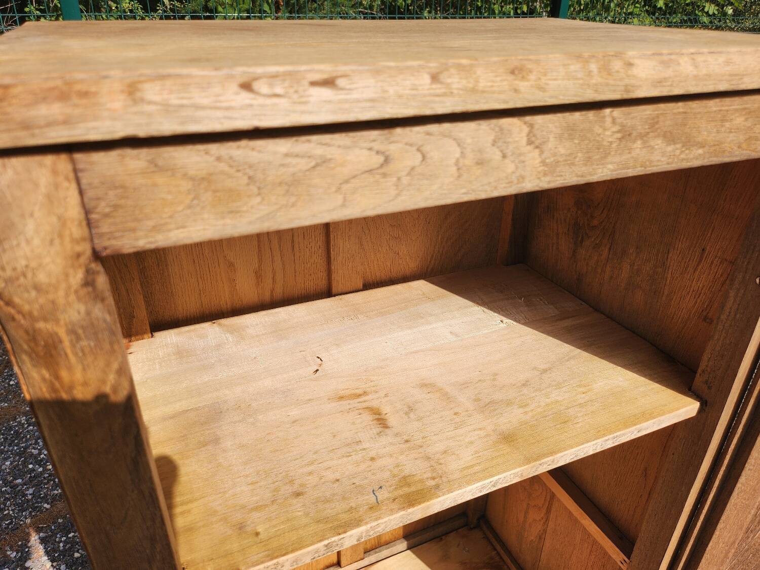 Old small vintage oak 1-door cabinet