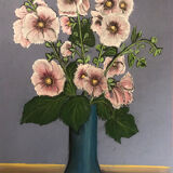 Tableau bouquet encadré et signé Genevieve Devouge