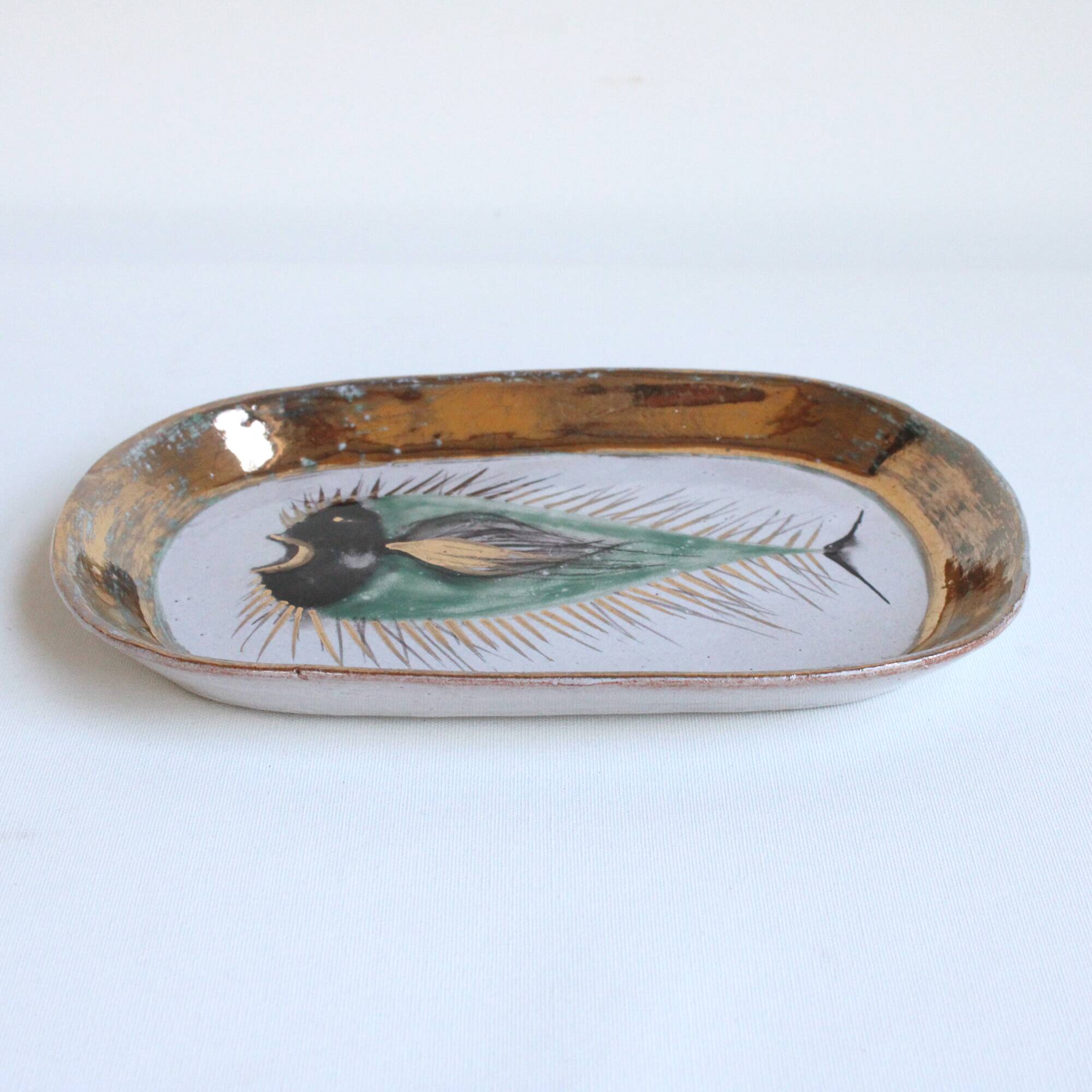 Vintage decorative dish with fish decoration - Dour - Forces Murales