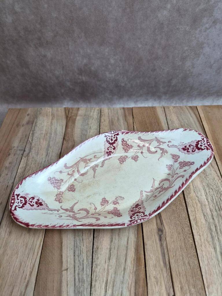 Old Ravier Iron Earth Longwy Rambouillet model – burgundy decoration