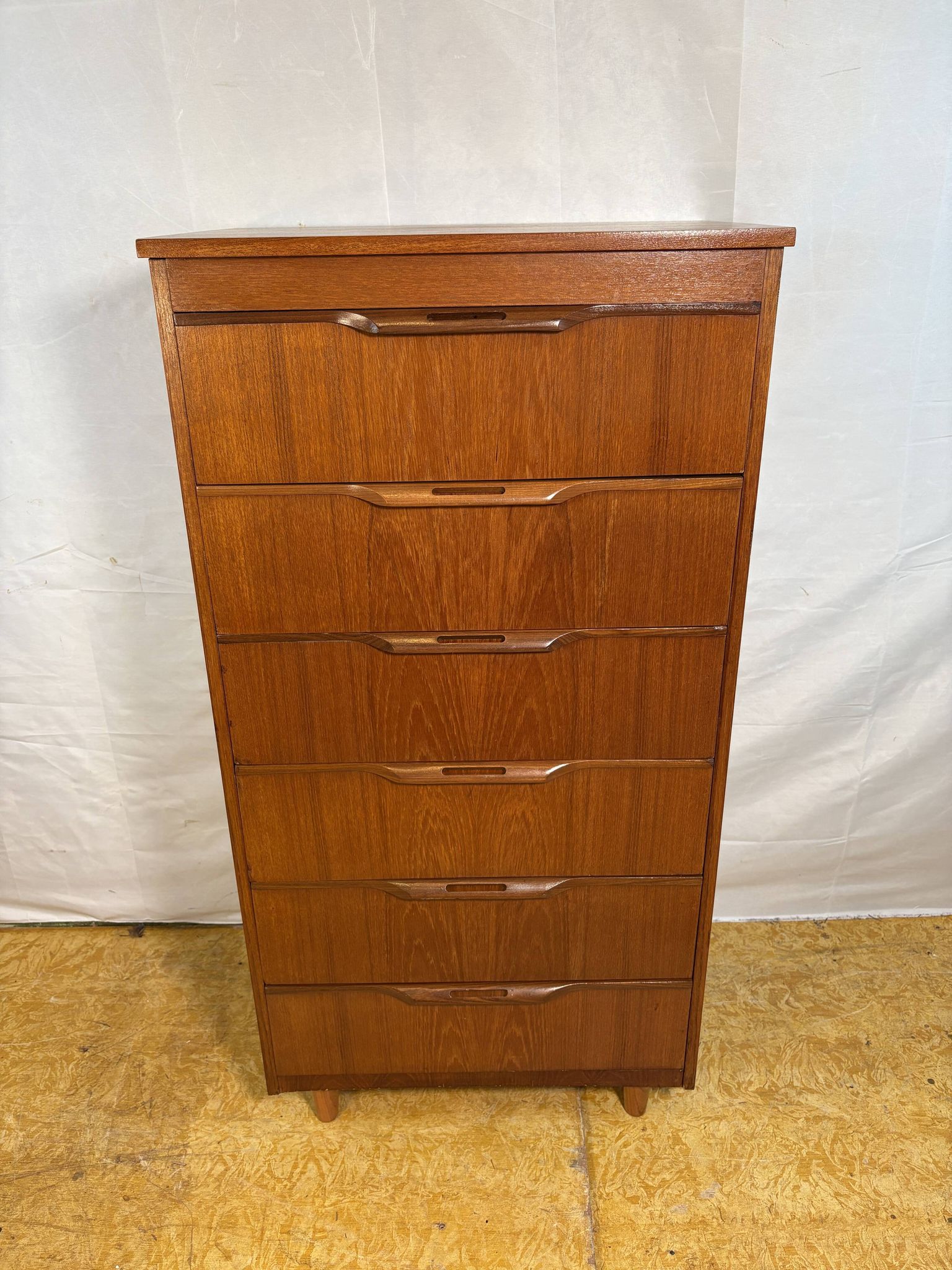 Mid-Century Retro Vintage Teak Chest of Drawers by Sakol 1960s  Six Drawers