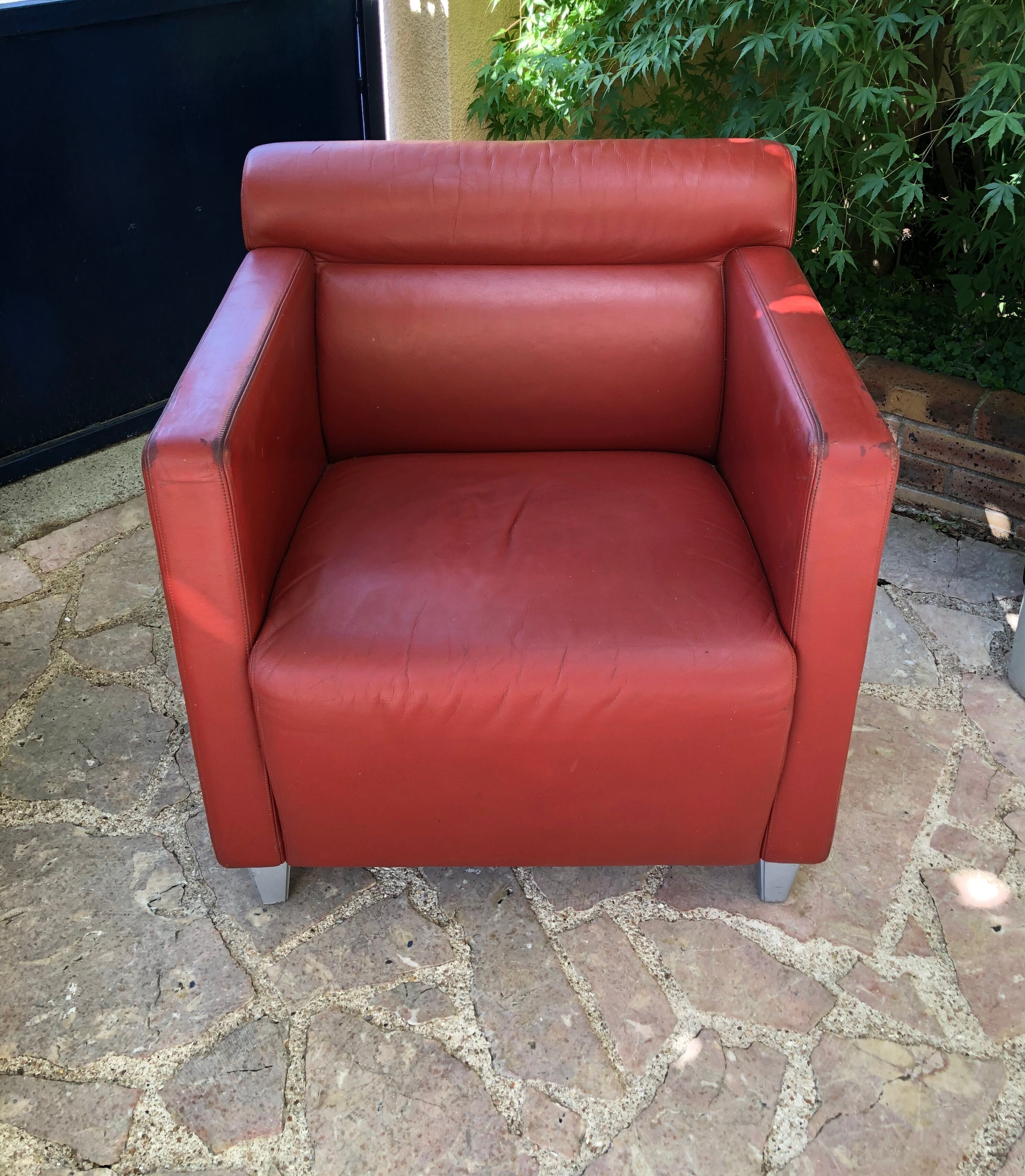 Red leather armchair