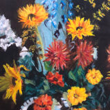Oil on canvas bouquet signed