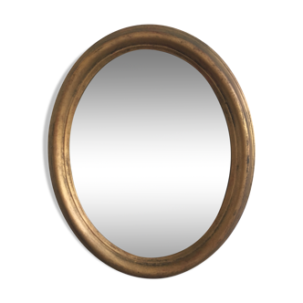 Miroir ovale en bois doré 29x36cm