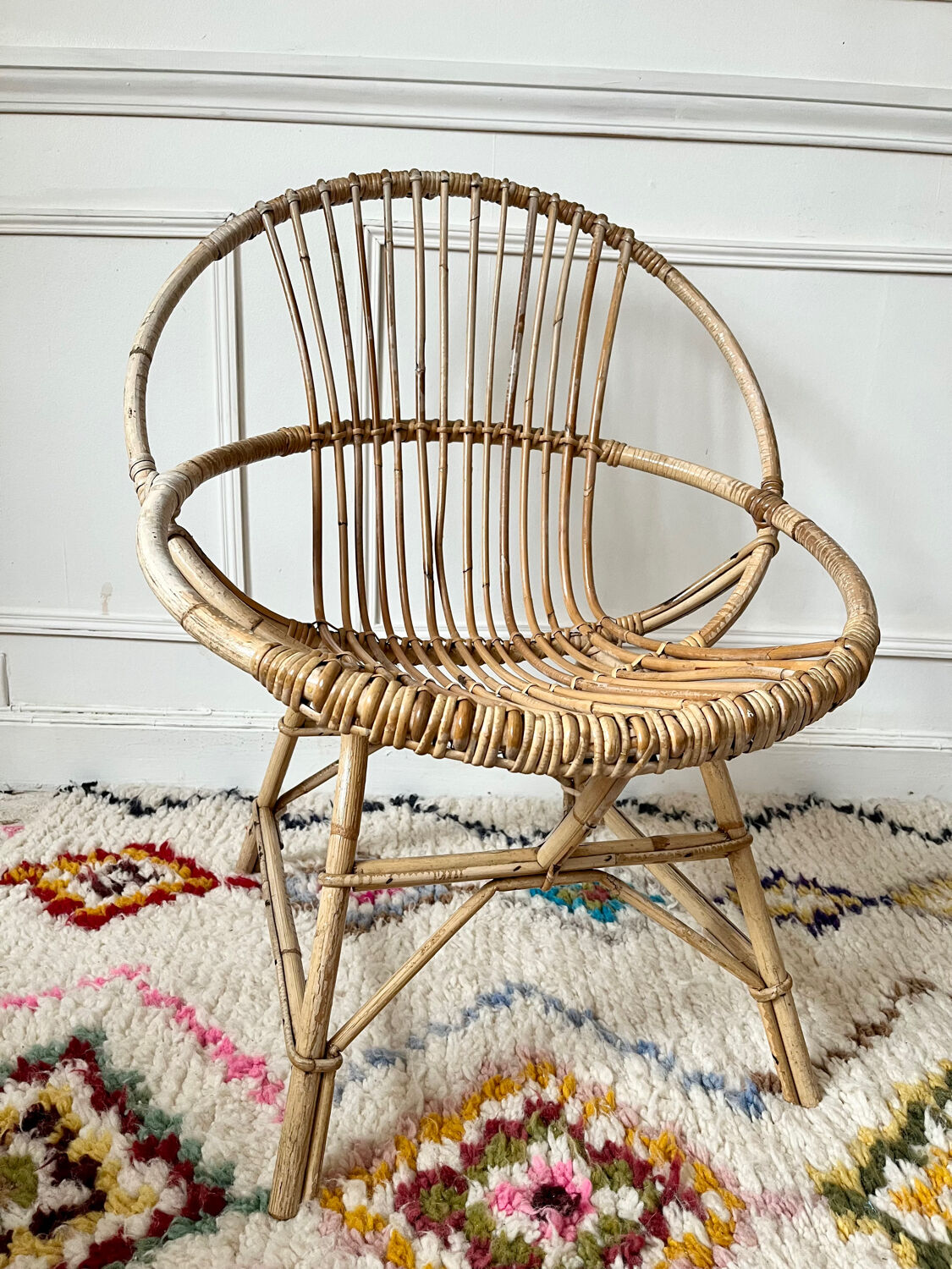 Pair of vintage rattan armchairs