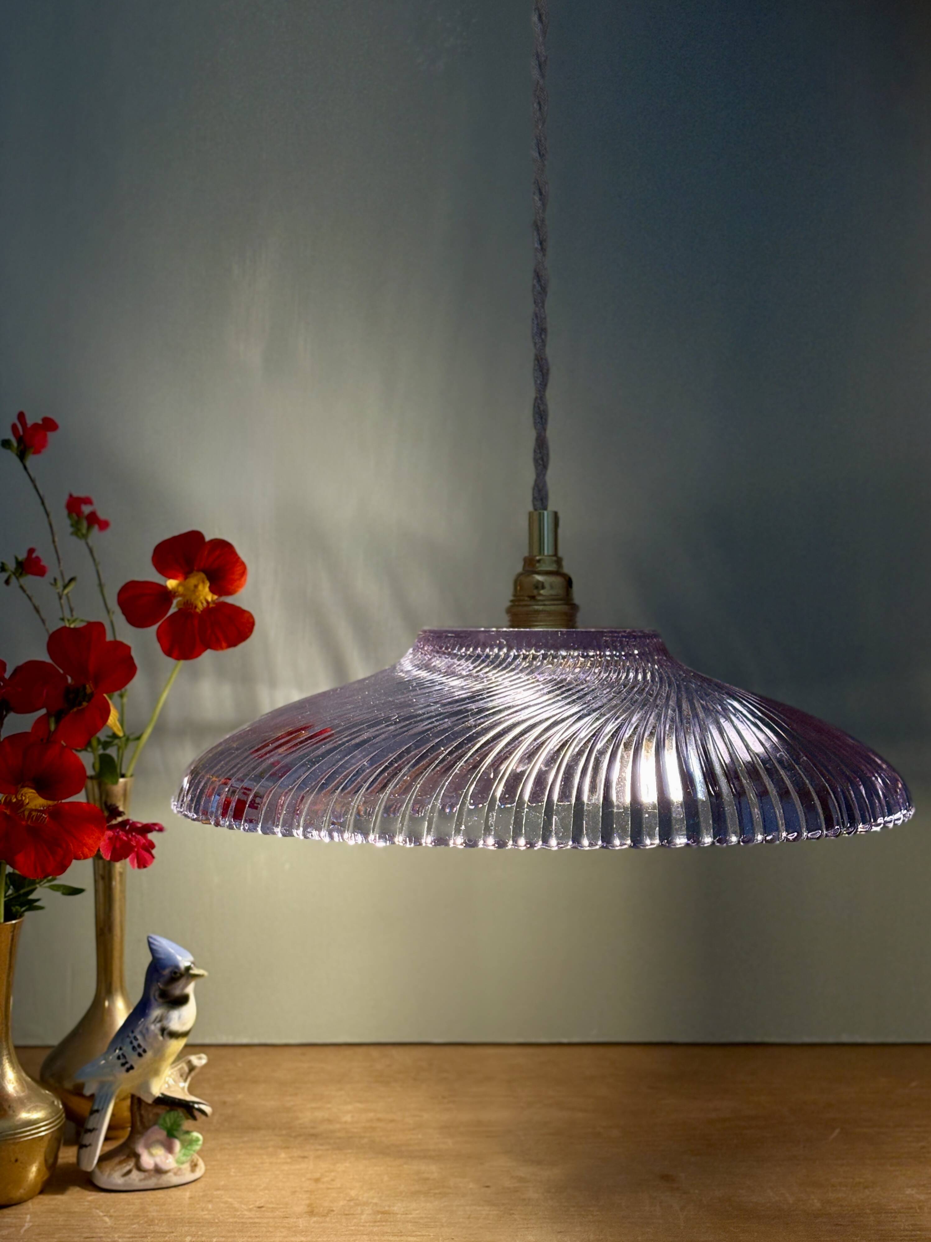 Vintage purple glass pendant light - tableware collection -