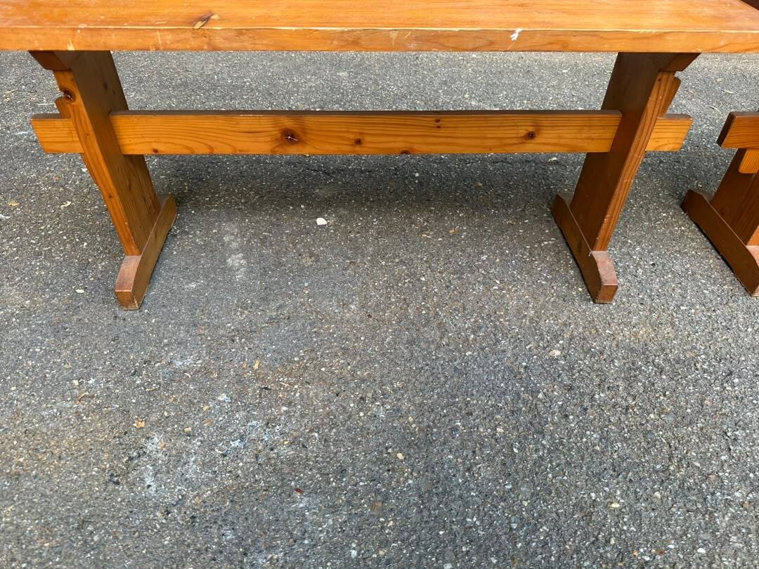 2 bancs en pin massif rustique style chalet / ferme 110cm