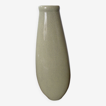 Cracked green Raku vase