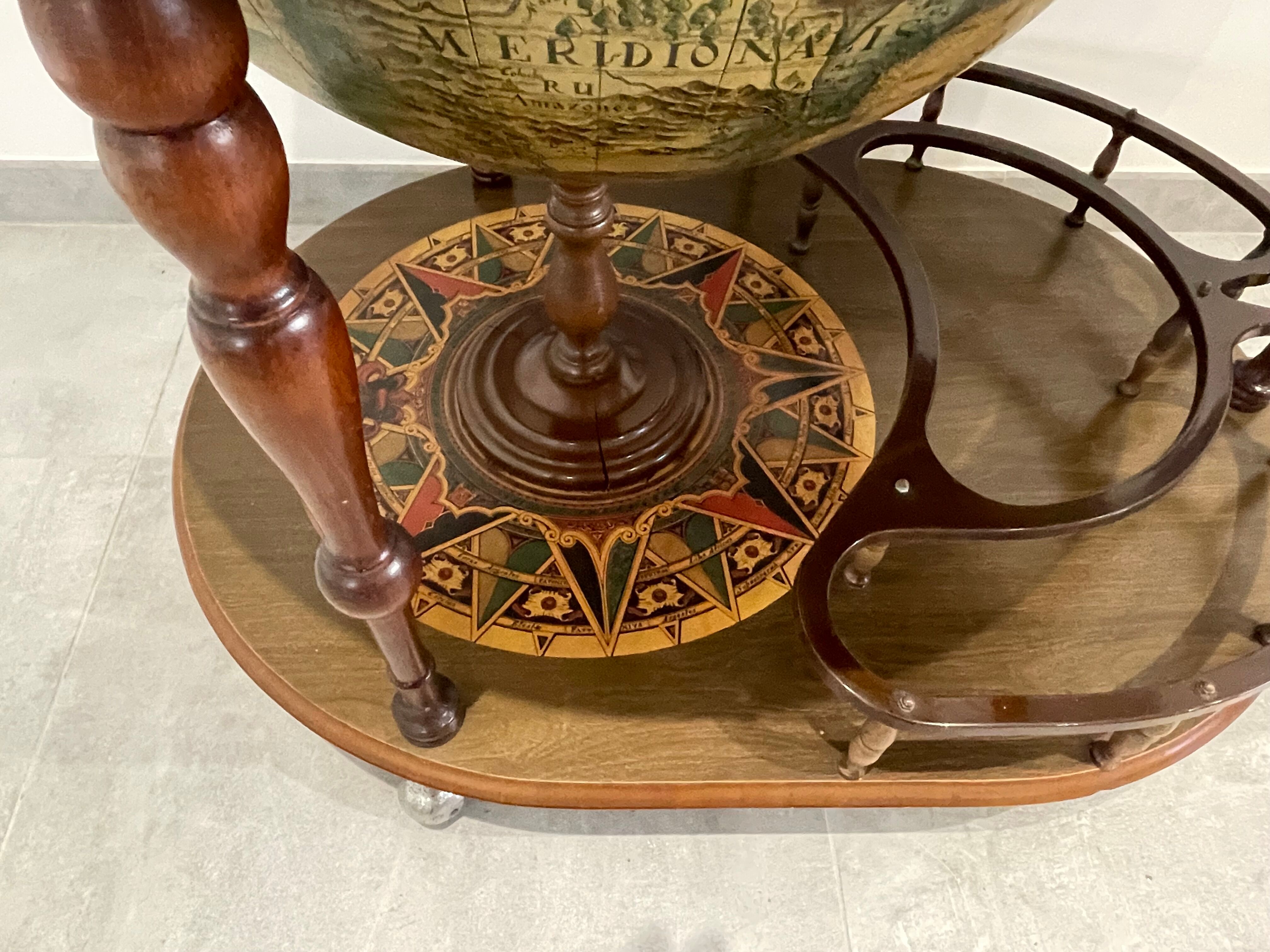 Vintage world map bar, globe