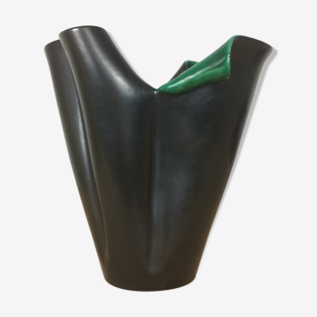 Vase Elchinger en céramique verte et noire