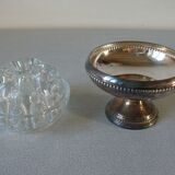 Pique flowers 12 holes glass on foot silver metal deco Art Deco style