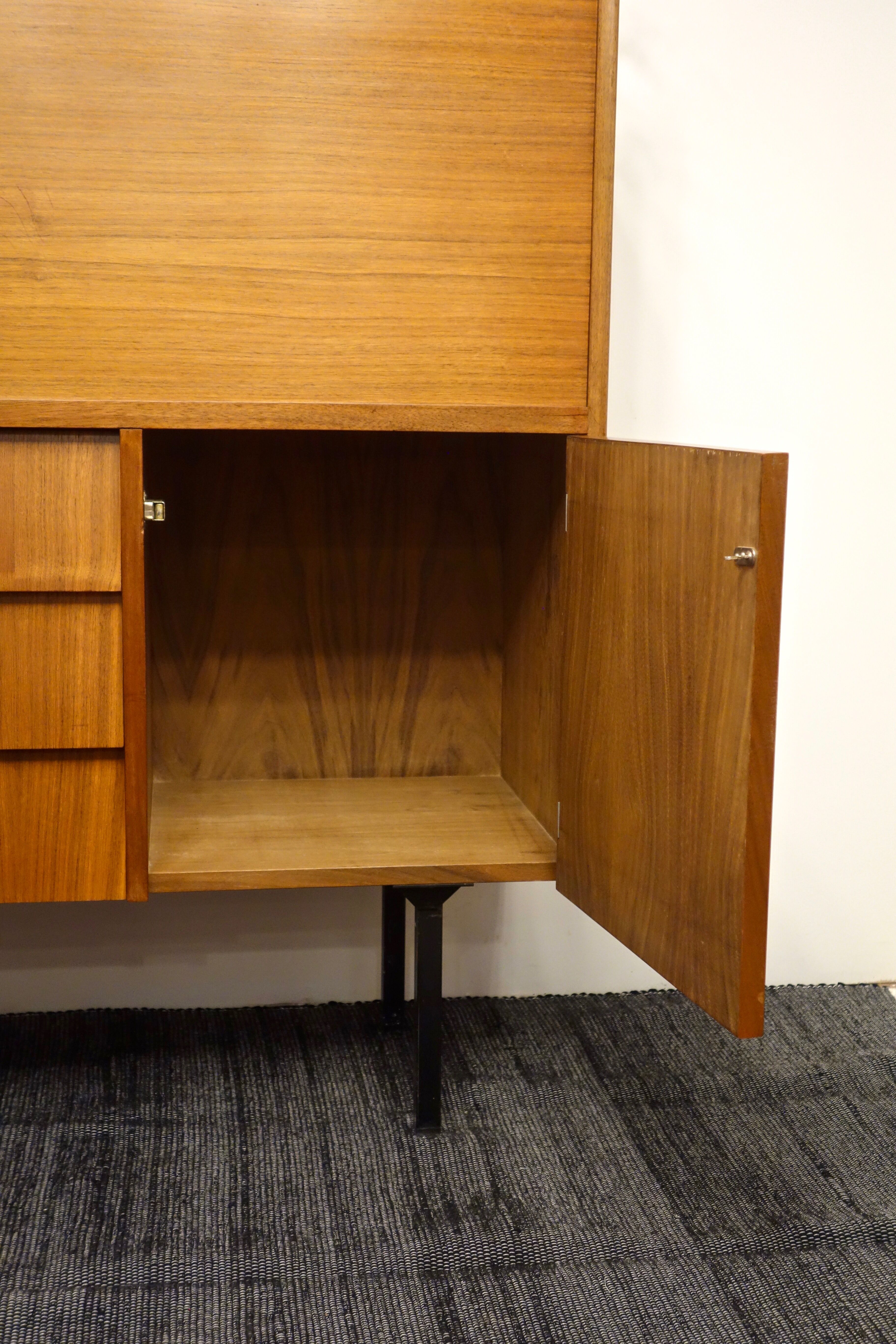 Vintage teak secretary, France 1950's