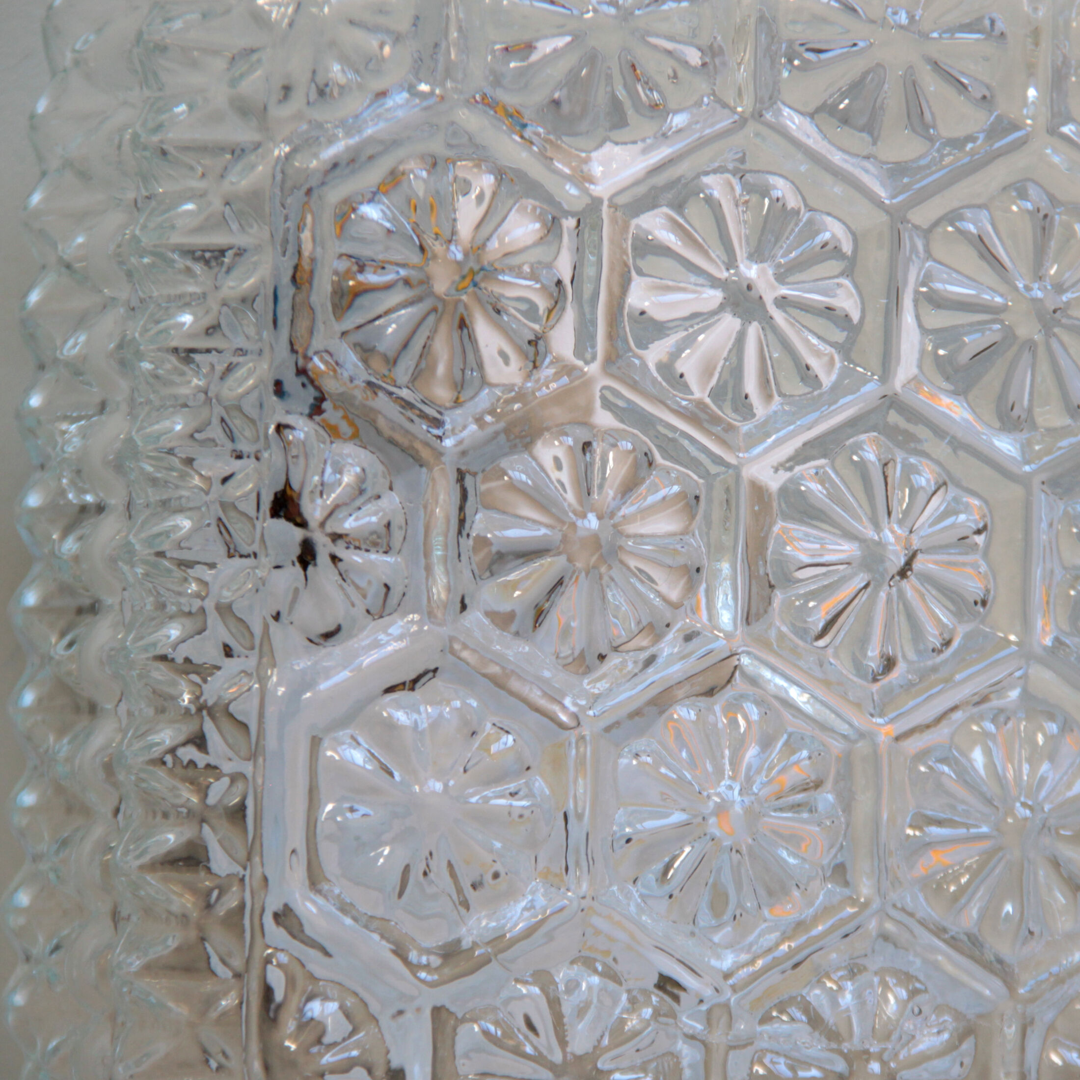Wall lamp square ceiling lamp in minimalist glass 1970 1980 seventies eighties luminaire