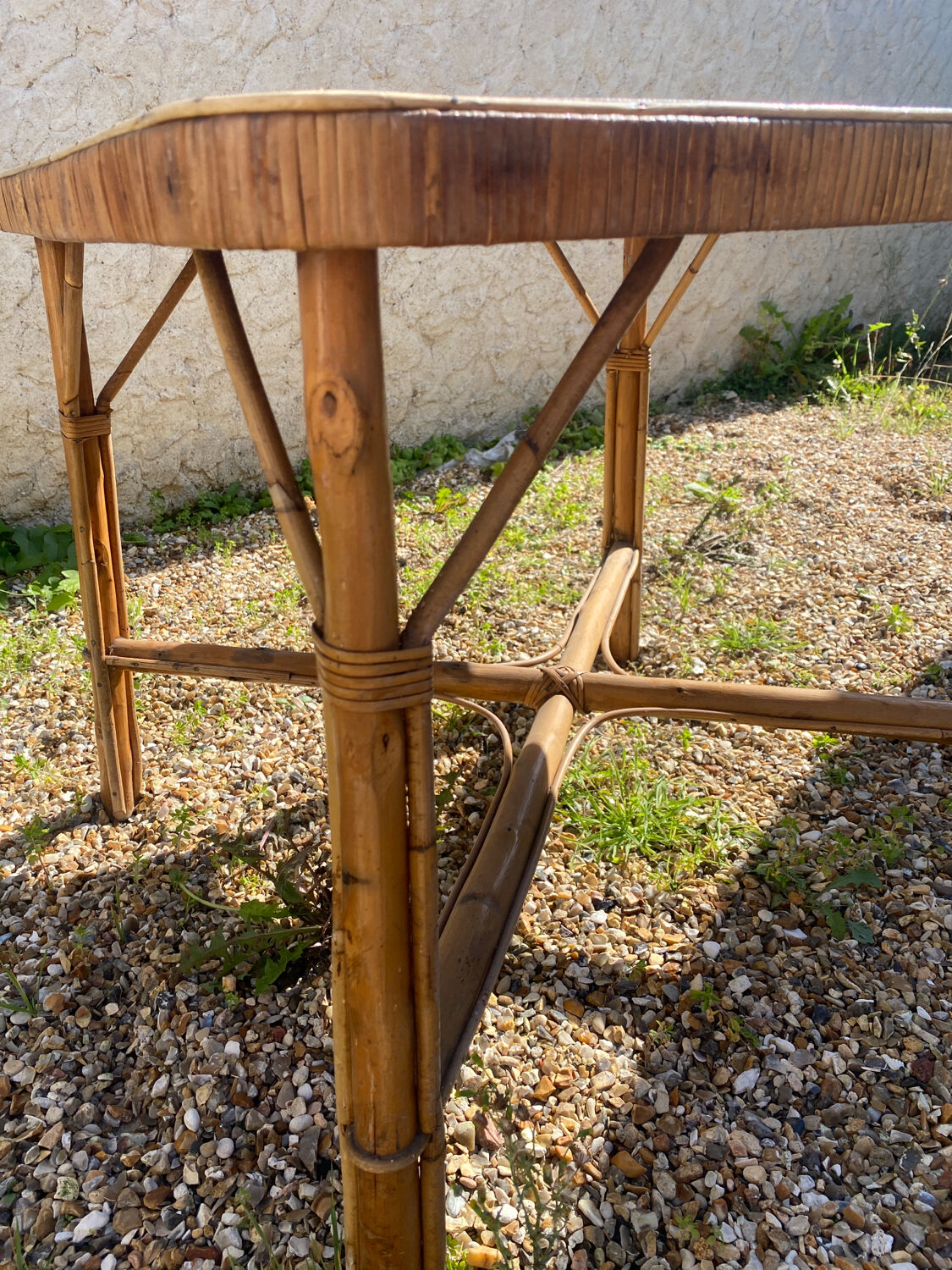 Vintage rattan table
