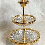 Double dessert display. Glass and gilded metal. Very good condition