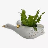 Vintage white and gold porcelain two swan planter