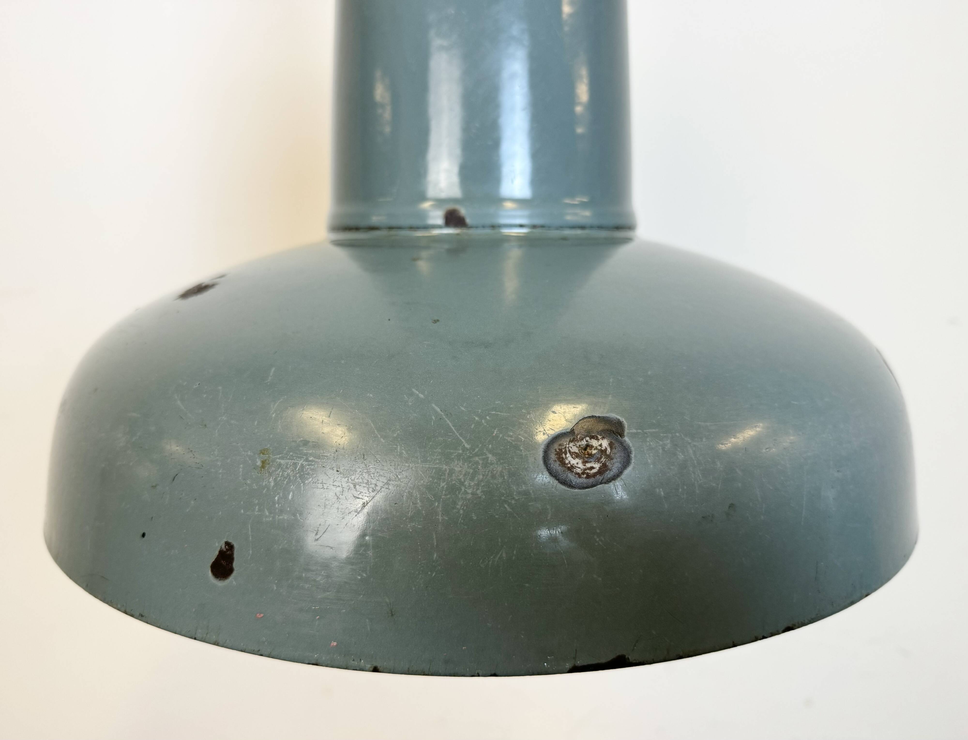 Industrial Grey Enamel Pendant Lamp from Siemens, 1930s