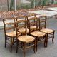 6 Louis XV chairs in solid oak, strawed and carved, 1950.