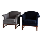 Fauteuil lounge gris bouclé | Suède | Années 1940