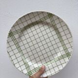 4 flat plates Gien tea towel pattern