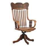 Charming desk chair with beautiful wood carving from the early 20th century