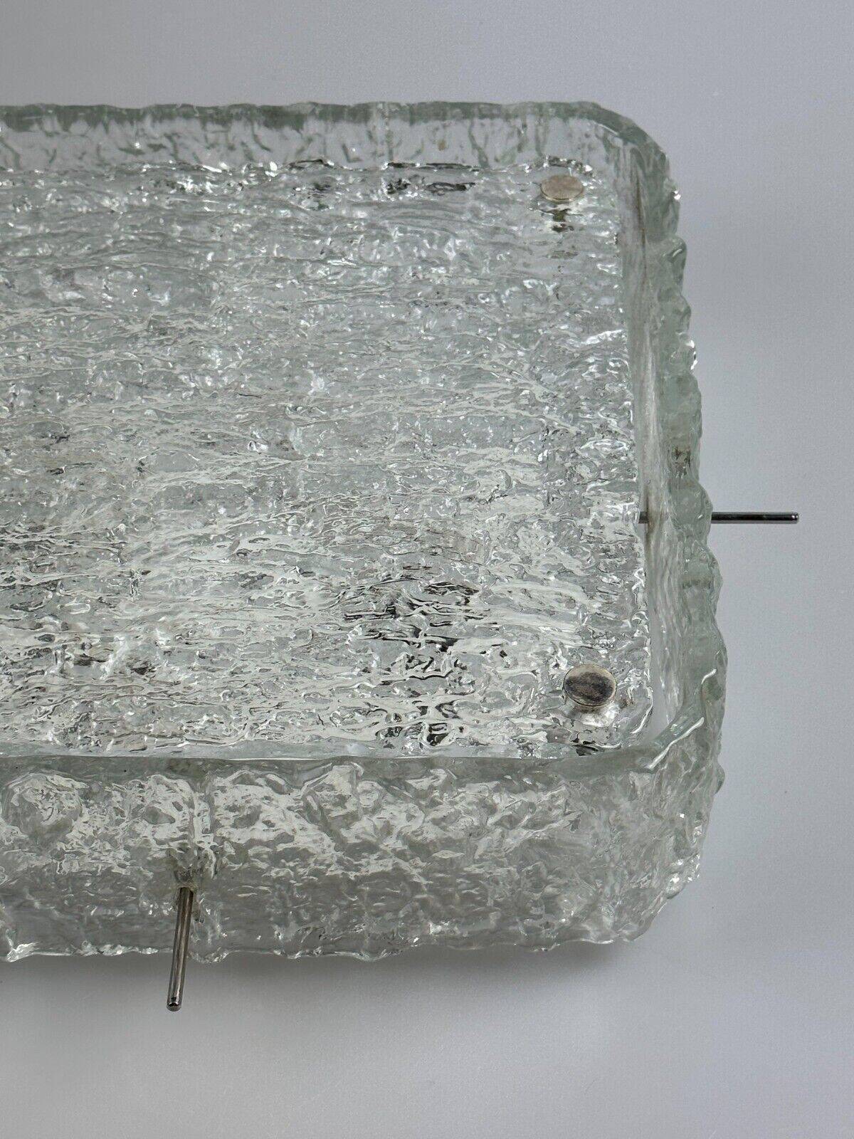 60s 70s ice glass flush mount ceiling lamp by Kaiser Leuchten Germany