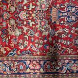 Tapis persan Kashan ancien fait main, 136 cm x 204 cm, années 1910