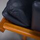Danish teak and navy blue leather 3-seater sofa from Komfort, 1970s