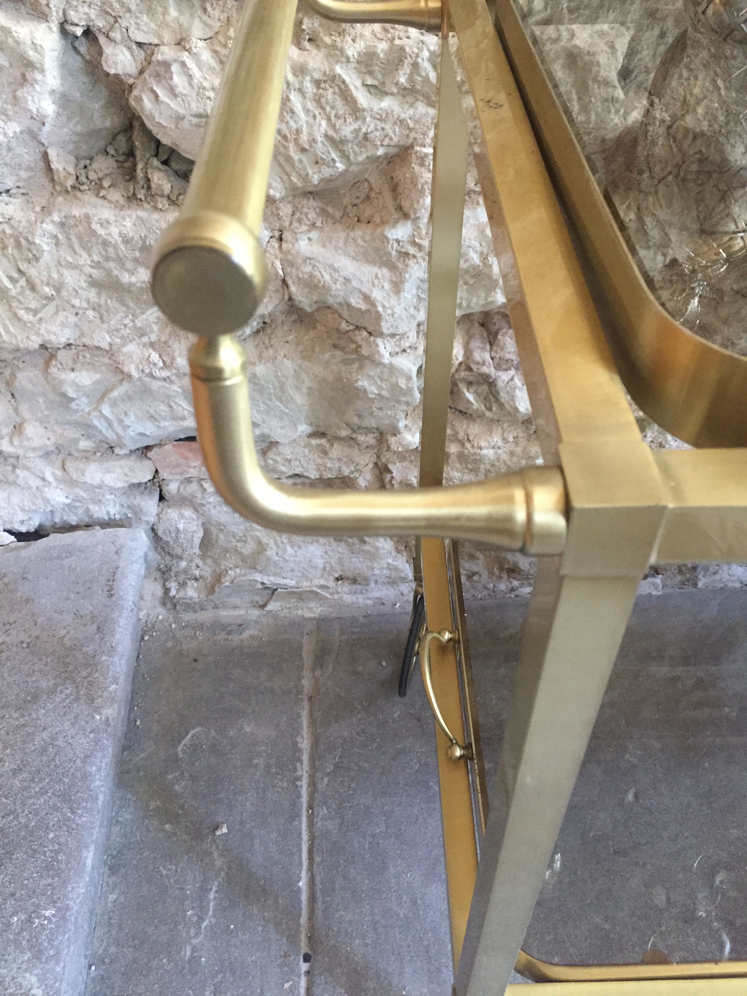 Desserte bar vintage two brass trays