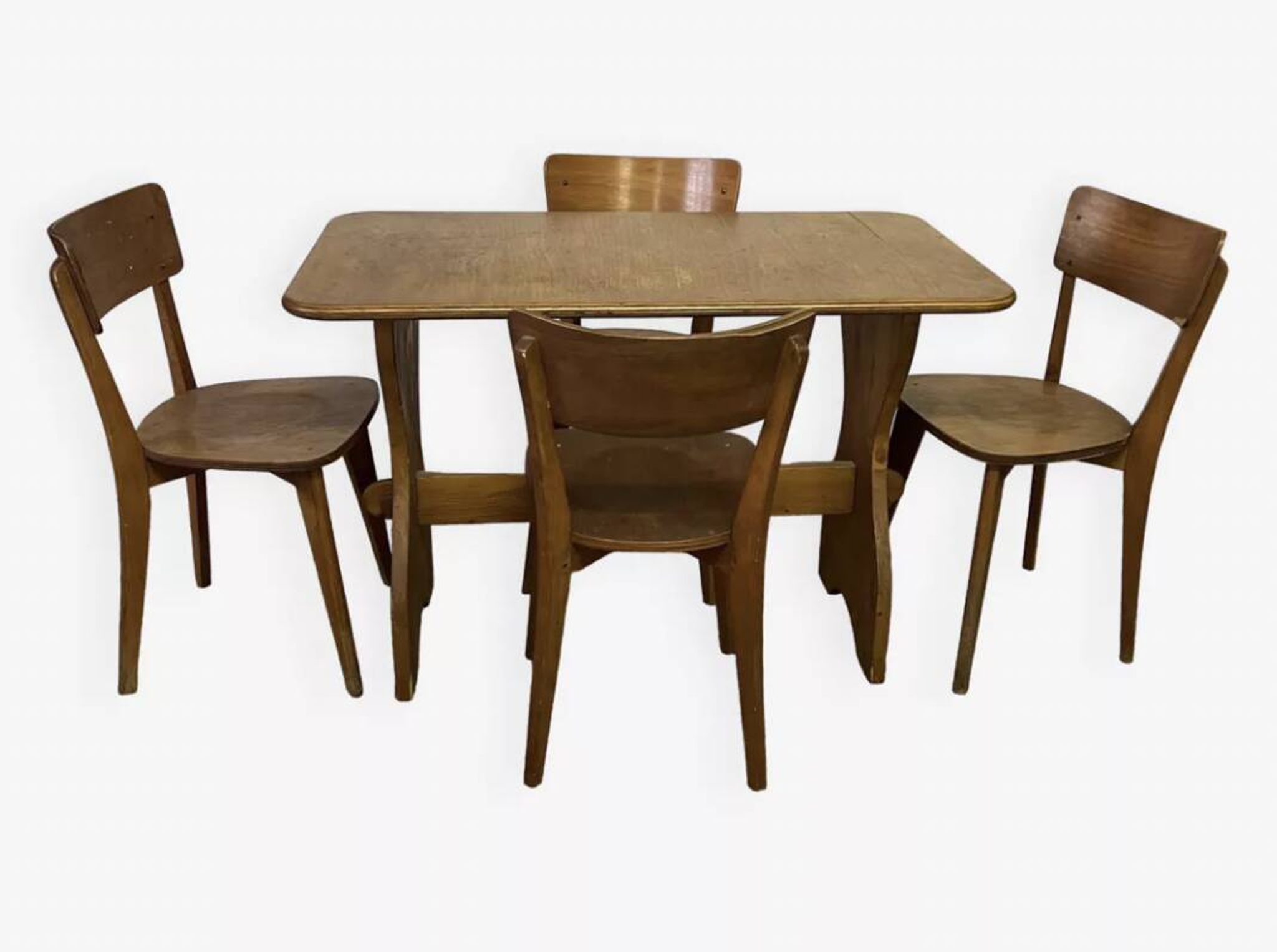 Vintage wooden table and 4 chairs set