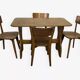 Vintage wooden table and 4 chairs set
