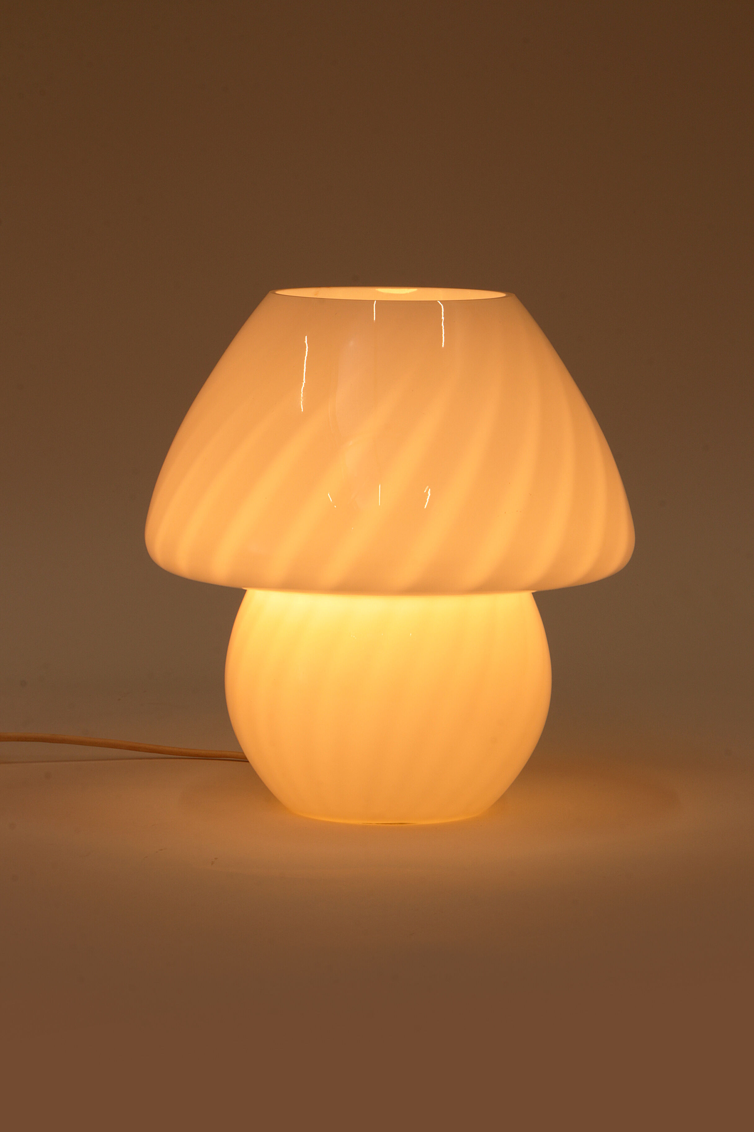 Vintage white mushroom lamp by Glashutte, 1960 Germany.