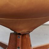 Berg Furniture Teak&Leather swivel Highback Lounge Chair