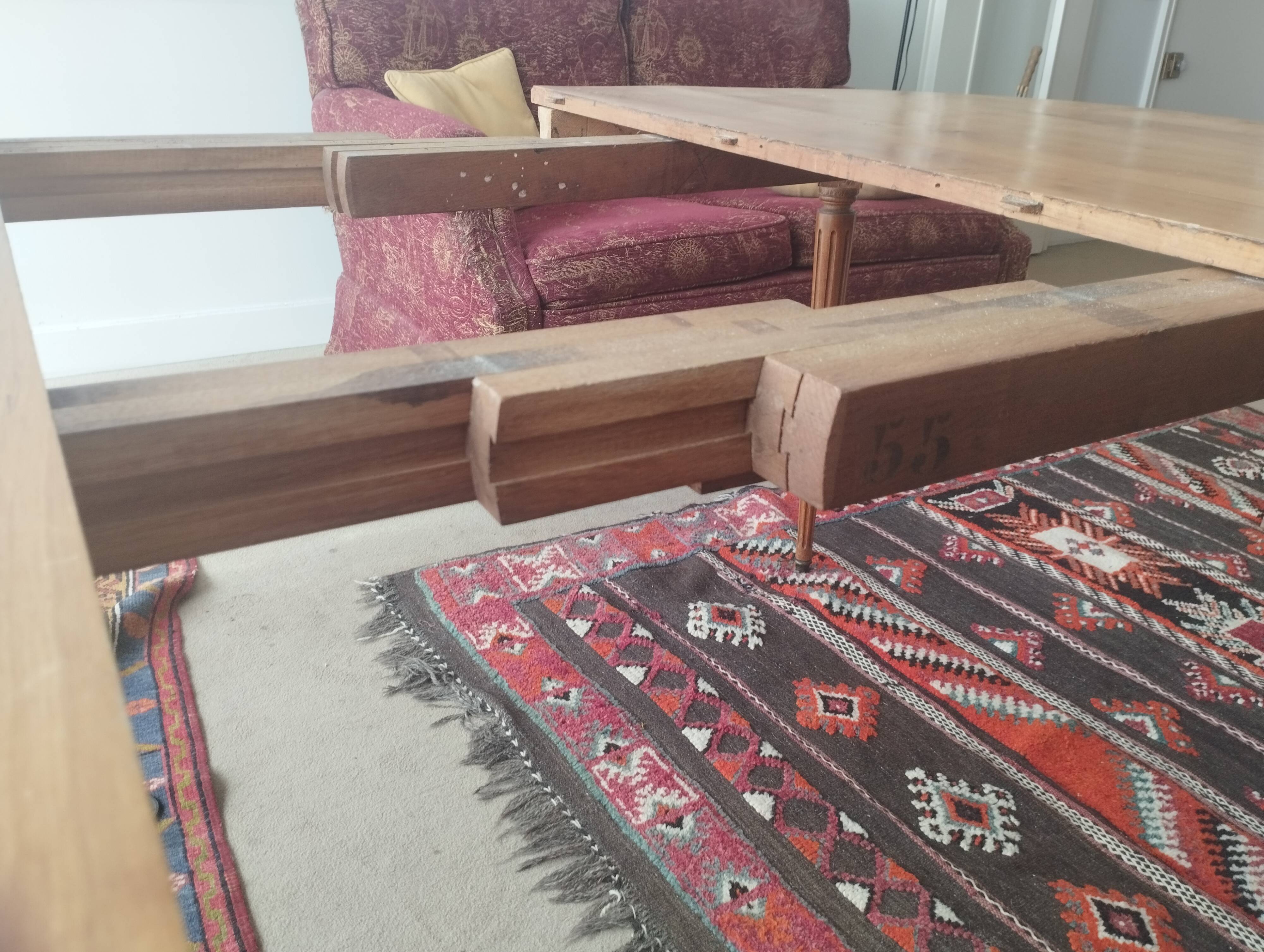 Antique Louis XVI style dining table + 3 extensions