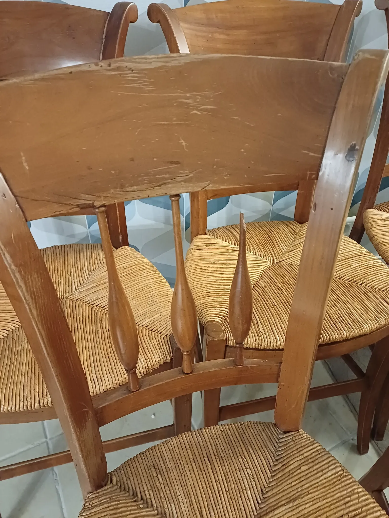 6 directoire Provençal cherry wood chairs