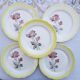 Lot 5 vintage plates pastel yellow digoin