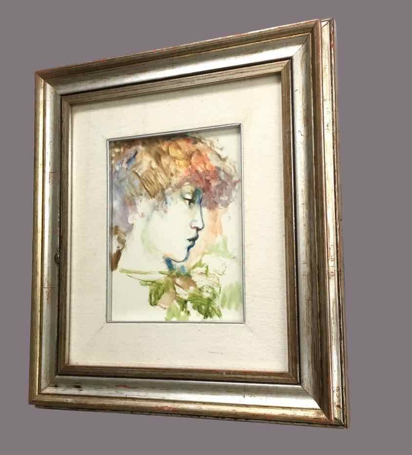 Old painting portrait of a young woman