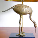Imposing sculpture heron brass lamp 50 years