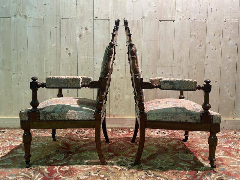 Pair of Gothic style armchairs