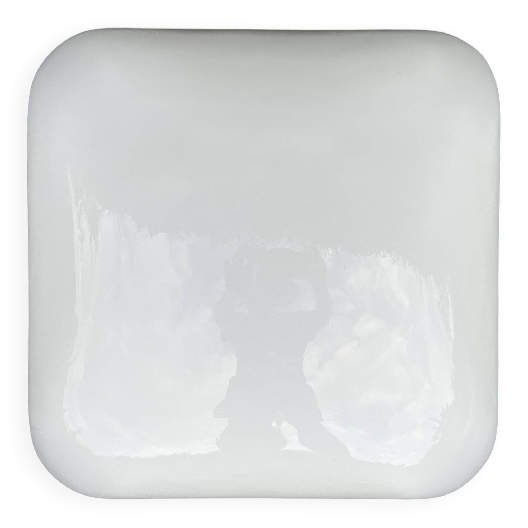 Grand plafonnier ou applique carré opaline verre de lait blanc