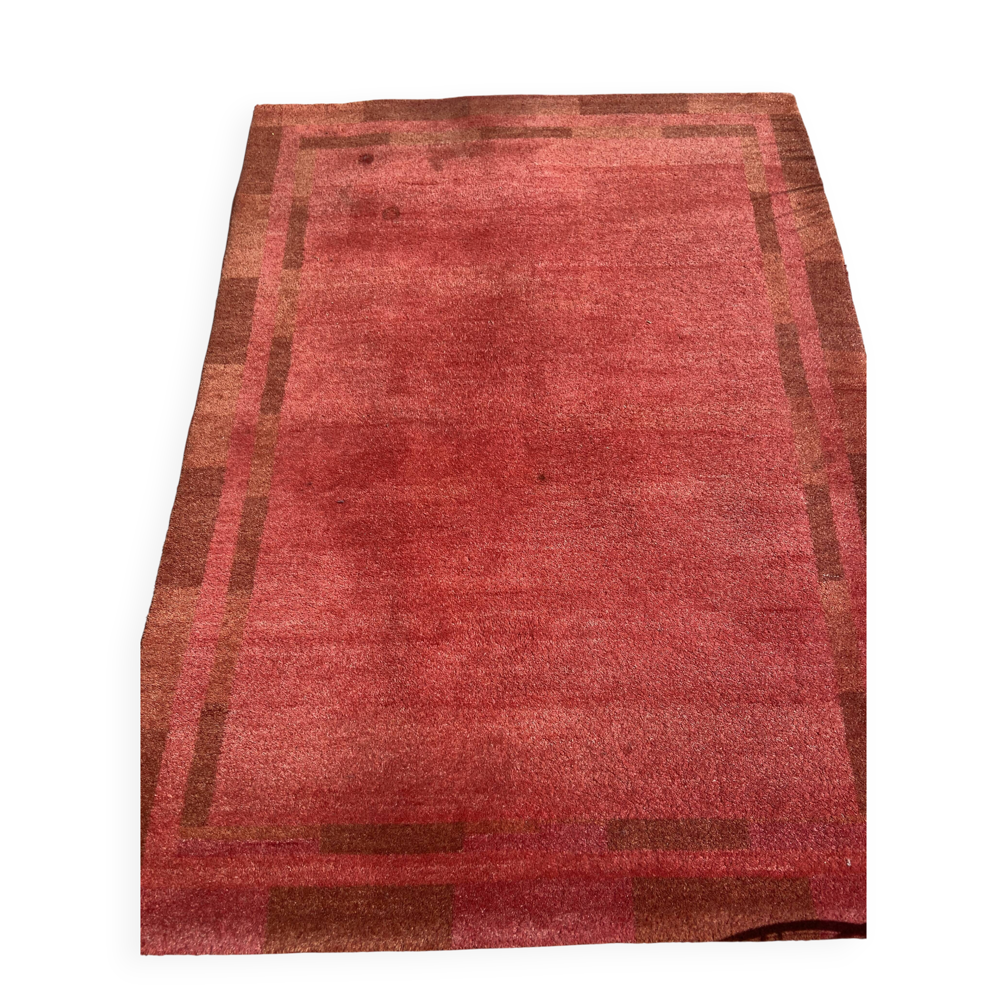 Handwoven carmine red gabbeh rug