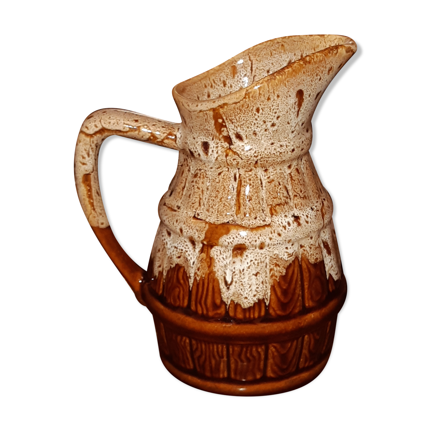 Flaming pitcher-scale ceramic barrel-shaped from the Faiencerie Revol