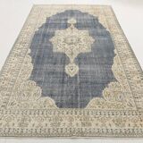 6x10 Navy Blue Turkish Vintage Rug, 193x315Cm