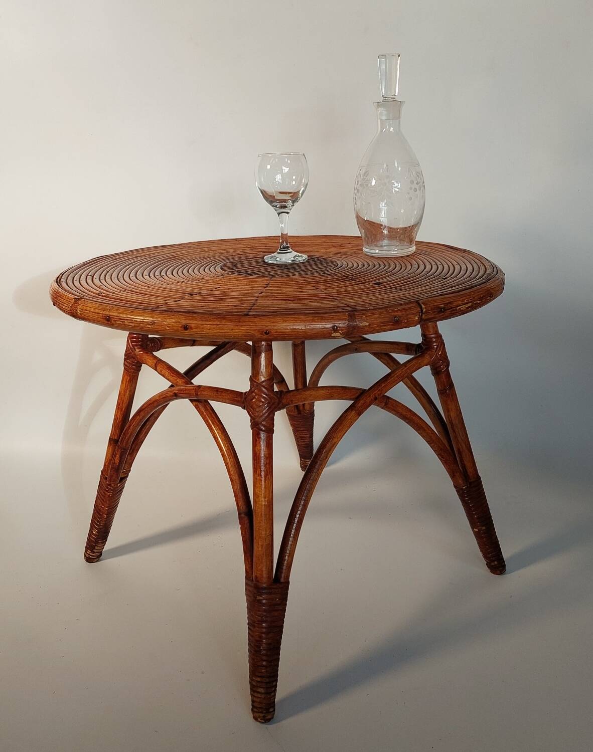 Rattan coffee table circa 1955